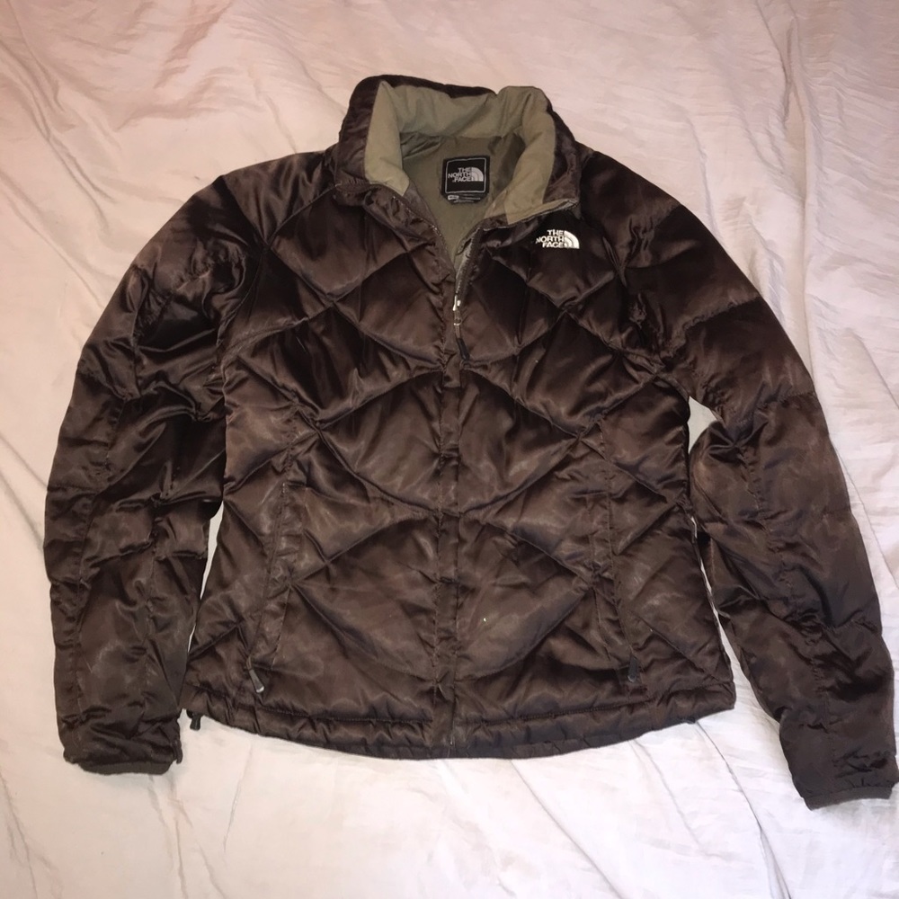 Brown north face winter jacket
